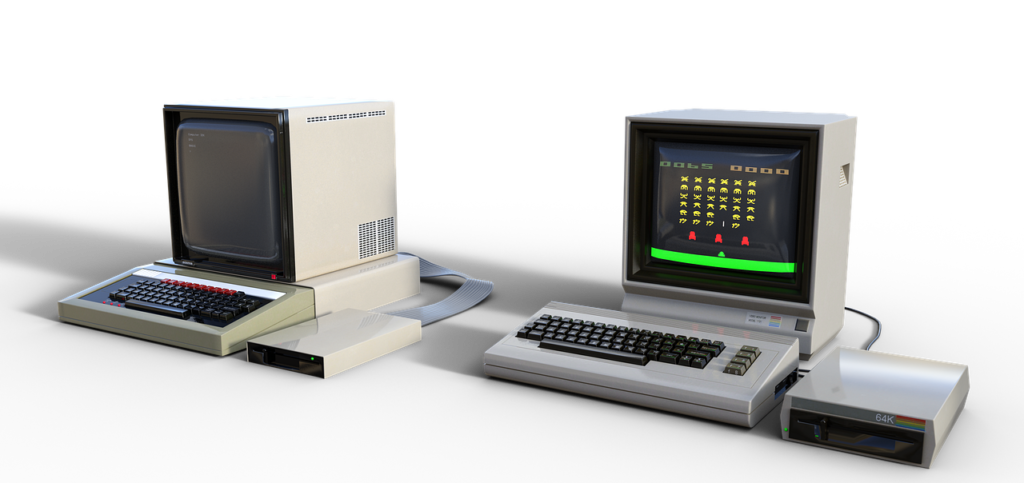 Two 1980s style computers